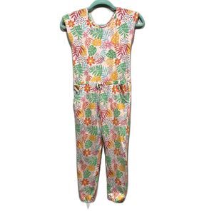 Dot Dot Smile Romper Jumpsuit Tropical Floral Stretch Pants Vacation Girls sz 11